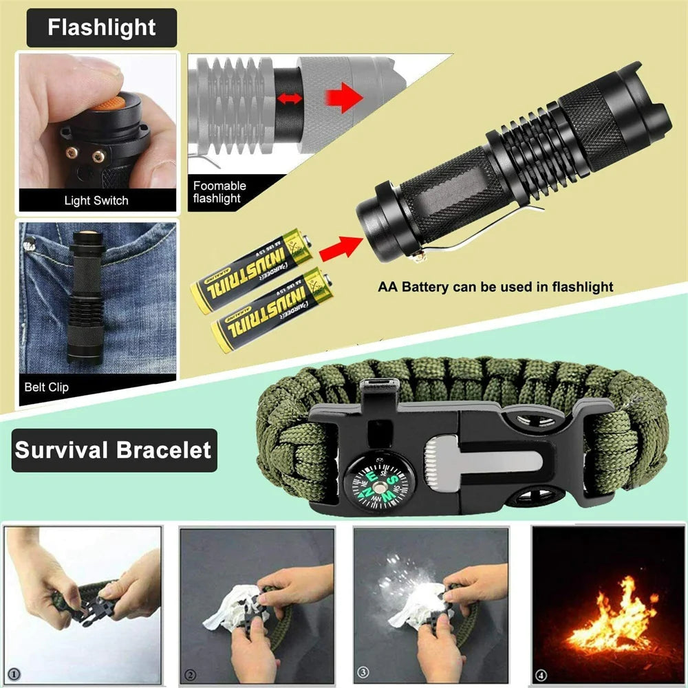 32 in 1 Emergency Survival Equipment Kit Camping SOS Tool Sports Tactical Hiking