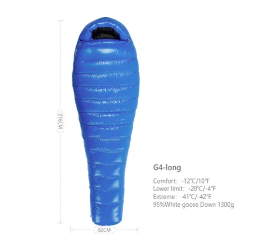 Adult Goose down G Series Outdoor Camping Ultraligh Mummy Thicken Keep Warm Outdoor Sleeping Bag Nylon Lazy Bag 800FP