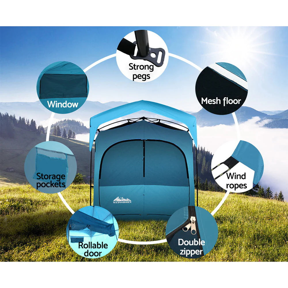 Weisshorn Pop up Camping Shower Tent Portable Toilet Outdoor Change Room Blue