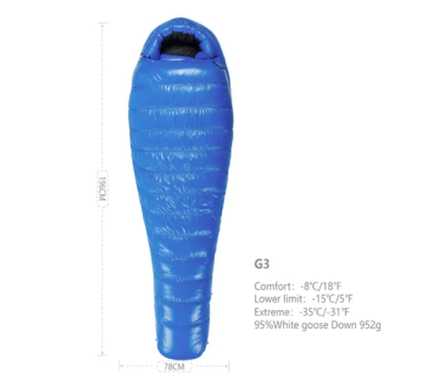 Adult Goose down G Series Outdoor Camping Ultraligh Mummy Thicken Keep Warm Outdoor Sleeping Bag Nylon Lazy Bag 800FP