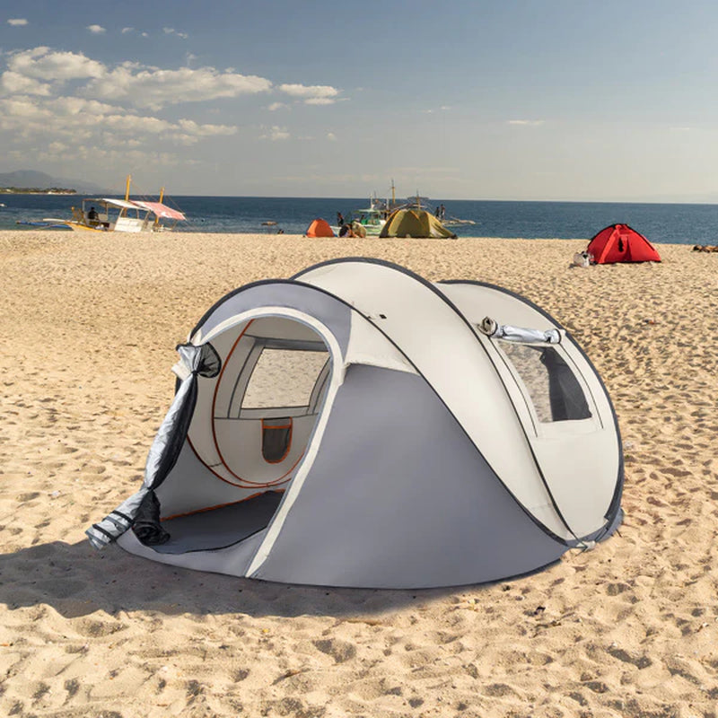 Camping Tent; 4 Person Pop Up; Easy Setup for Camping/Hiking/Fishing/Beach/Outdoor; Etc