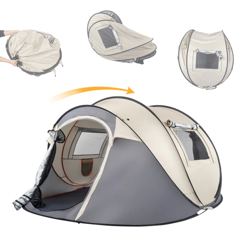 Camping Tent; 4 Person Pop Up; Easy Setup for Camping/Hiking/Fishing/Beach/Outdoor; Etc