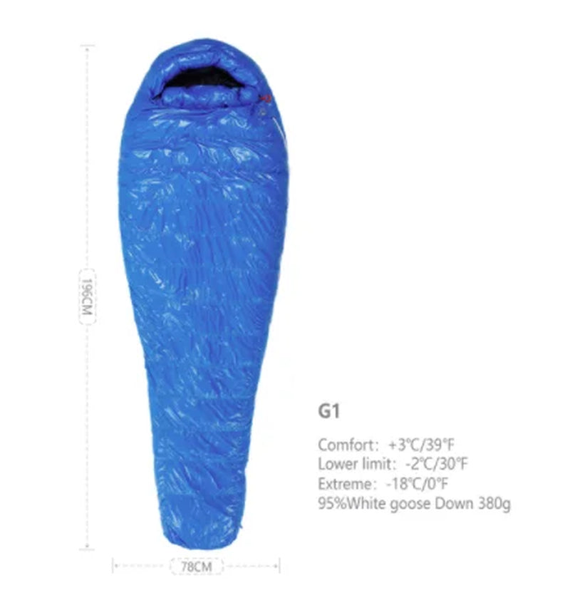 Adult Goose down G Series Outdoor Camping Ultraligh Mummy Thicken Keep Warm Outdoor Sleeping Bag Nylon Lazy Bag 800FP