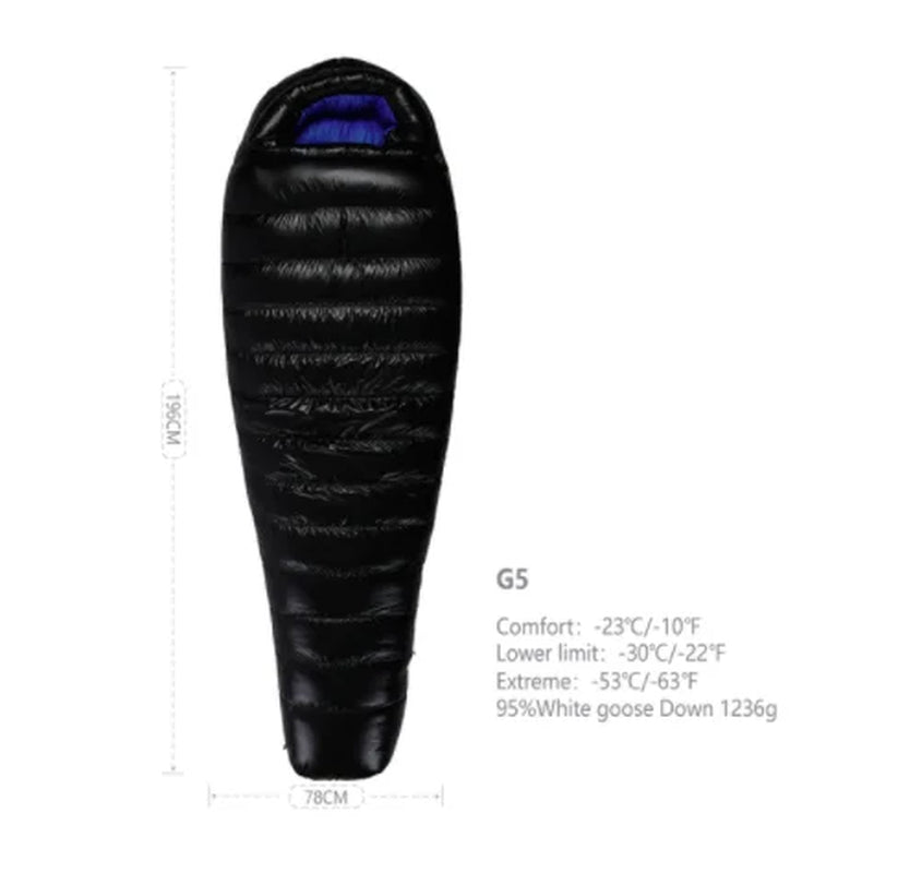 Adult Goose down G Series Outdoor Camping Ultraligh Mummy Thicken Keep Warm Outdoor Sleeping Bag Nylon Lazy Bag 800FP