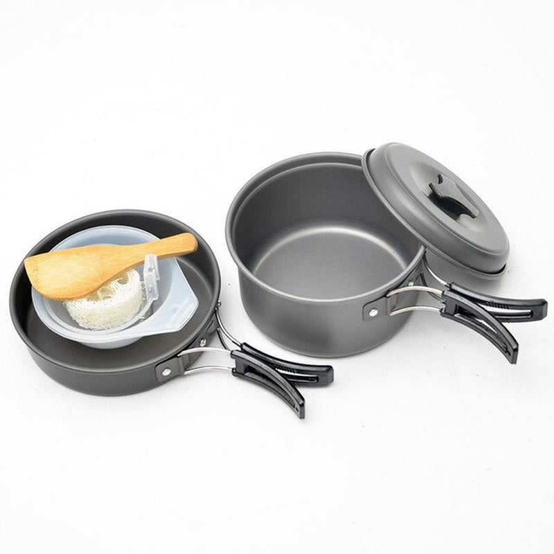Outdoor 1-2 Person Camping Picnic Stove Set Pot Portable Picnic Non-Stick Ds-200