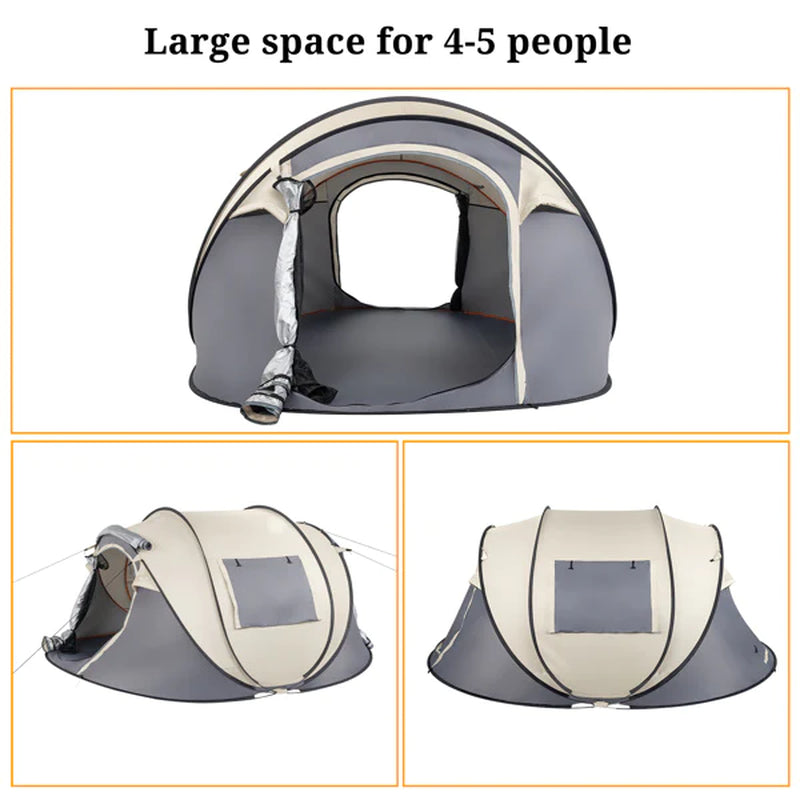 Camping Tent; 4 Person Pop Up; Easy Setup for Camping/Hiking/Fishing/Beach/Outdoor; Etc