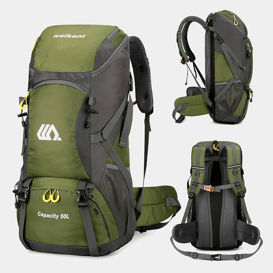 50L Large Outdoor Bag Backpack Hiking Camping Climbing Rucksack Men Waterproof Nylon Sports Travel Shoulder Travel Bag Daily