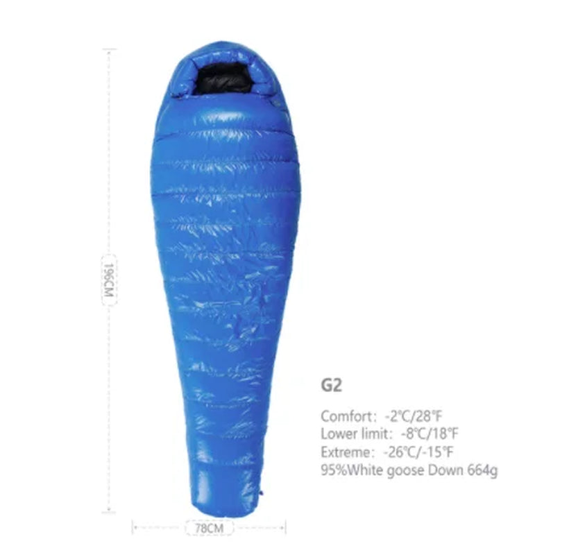 Adult Goose down G Series Outdoor Camping Ultraligh Mummy Thicken Keep Warm Outdoor Sleeping Bag Nylon Lazy Bag 800FP