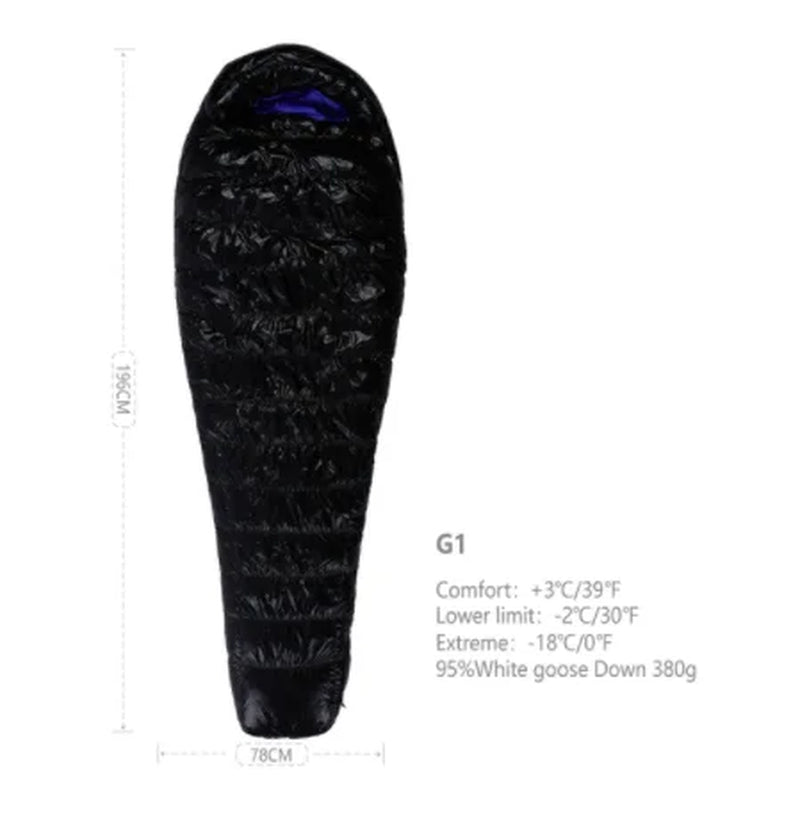 Adult Goose down G Series Outdoor Camping Ultraligh Mummy Thicken Keep Warm Outdoor Sleeping Bag Nylon Lazy Bag 800FP