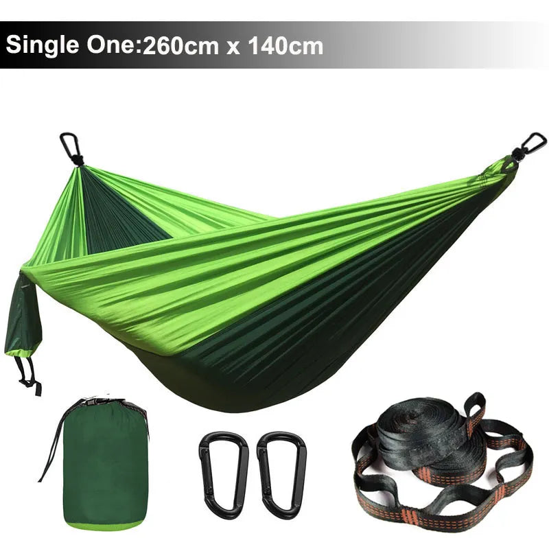 Solid Color Parachute Hammock with Hammock Straps and Black Carabiner Camping Survival Travel Double Person Outdoor Furniture