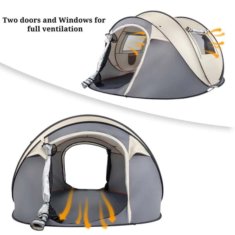 Camping Tent; 4 Person Pop Up; Easy Setup for Camping/Hiking/Fishing/Beach/Outdoor; Etc