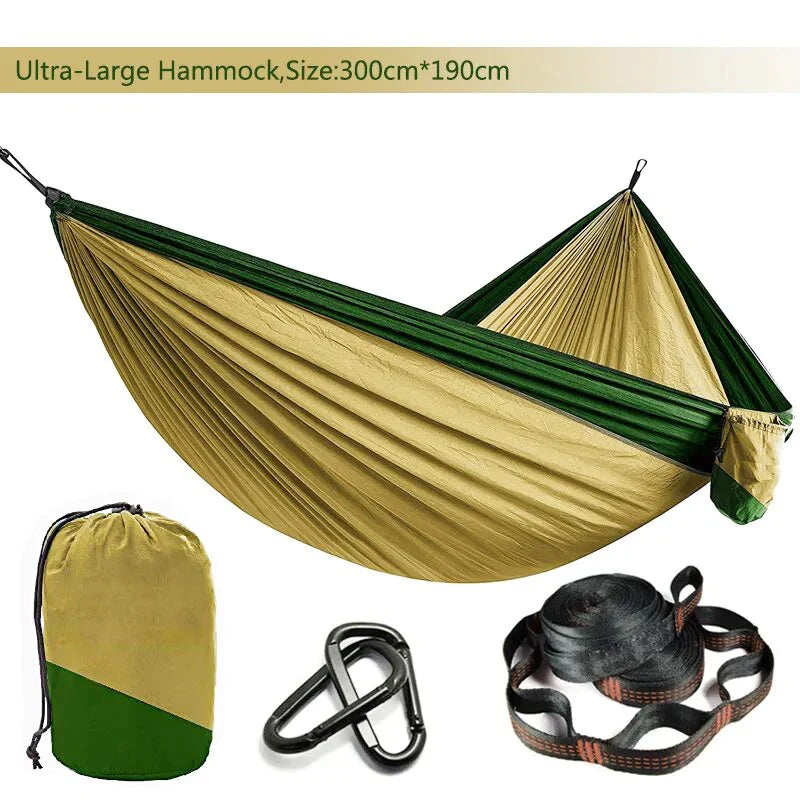 Solid Color Parachute Hammock with Hammock Straps and Black Carabiner Camping Survival Travel Double Person Outdoor Furniture