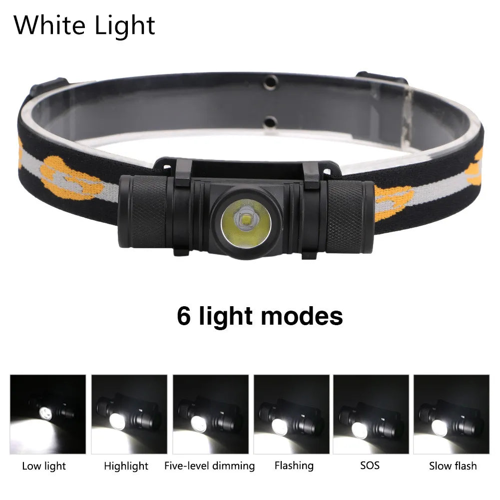3800LM XM-L2 LED Headlamp USB Rechargeable Flashlight Power by 18650 Battery Headlight Torch Camping Light Waterproof Work Lamp