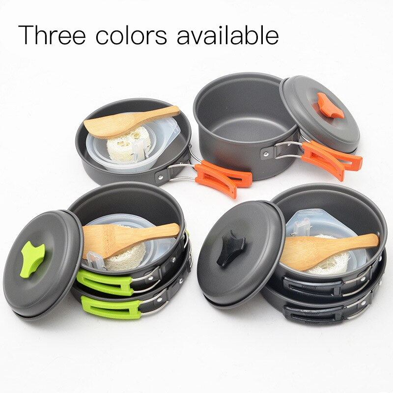 Outdoor 1-2 Person Camping Picnic Stove Set Pot Portable Picnic Non-Stick Ds-200