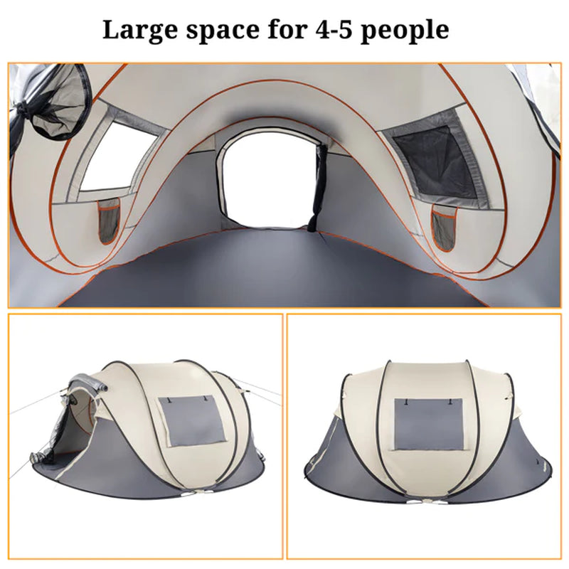 Camping Tent; 4 Person Pop Up; Easy Setup for Camping/Hiking/Fishing/Beach/Outdoor; Etc