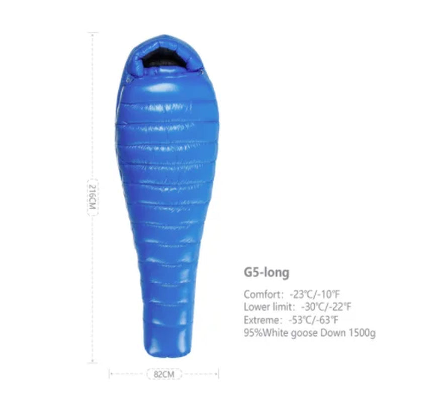 Adult Goose down G Series Outdoor Camping Ultraligh Mummy Thicken Keep Warm Outdoor Sleeping Bag Nylon Lazy Bag 800FP