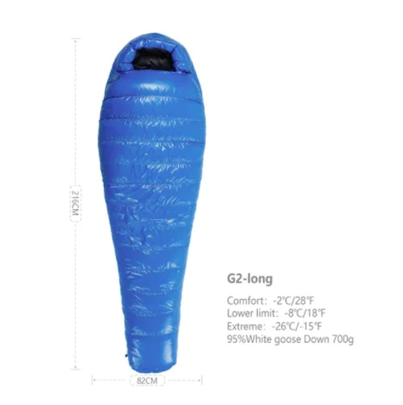 Adult Goose down G Series Outdoor Camping Ultraligh Mummy Thicken Keep Warm Outdoor Sleeping Bag Nylon Lazy Bag 800FP