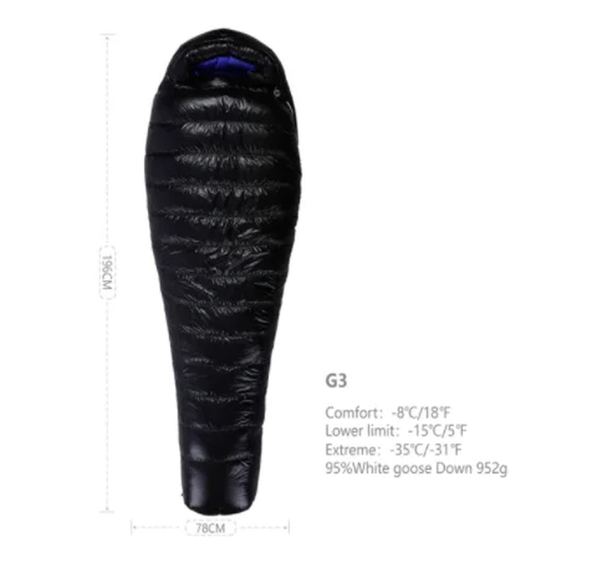 Adult Goose down G Series Outdoor Camping Ultraligh Mummy Thicken Keep Warm Outdoor Sleeping Bag Nylon Lazy Bag 800FP