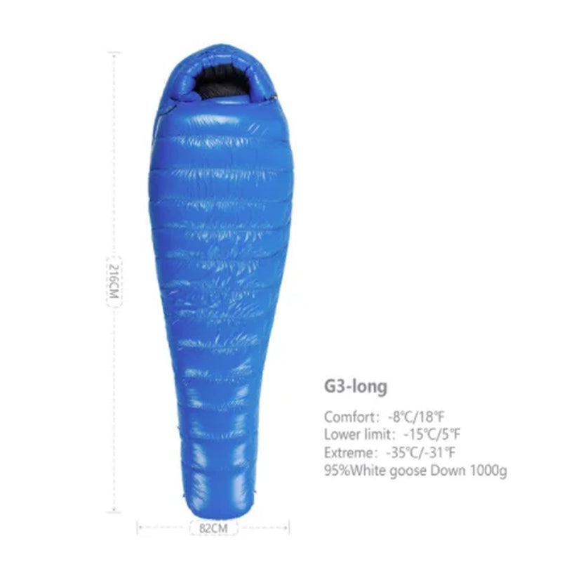 Adult Goose down G Series Outdoor Camping Ultraligh Mummy Thicken Keep Warm Outdoor Sleeping Bag Nylon Lazy Bag 800FP