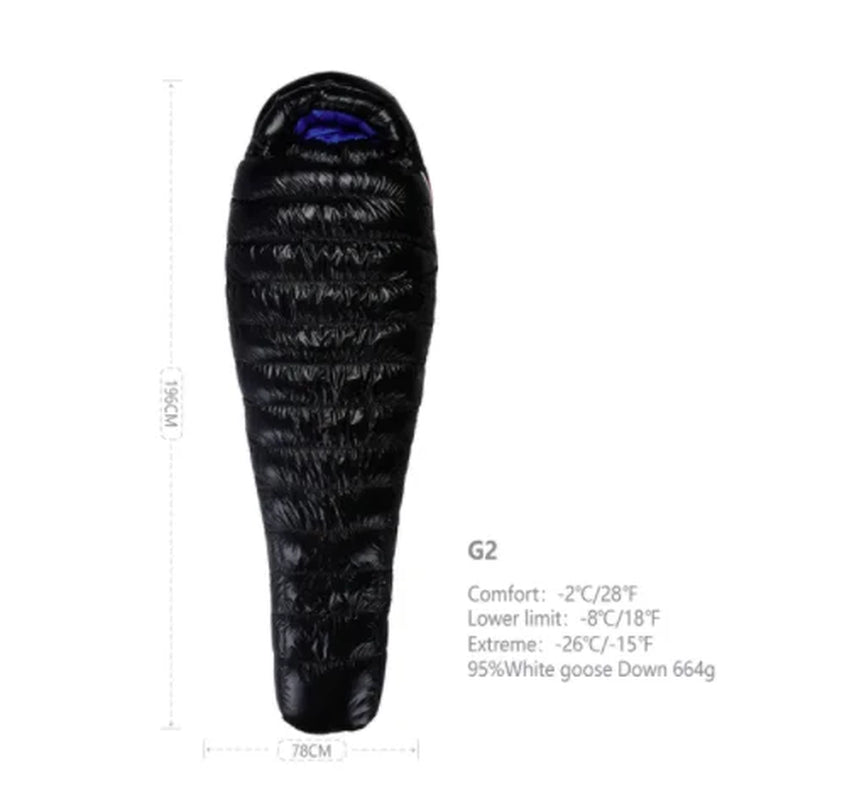 Adult Goose down G Series Outdoor Camping Ultraligh Mummy Thicken Keep Warm Outdoor Sleeping Bag Nylon Lazy Bag 800FP