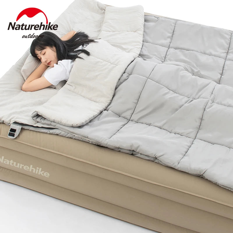 Naturehike Camping 2 Persons Envelope Sleeping Bag Cotton Filler Outdoor Autumn Winter Separable 5~15℃ Portable Give Pillow