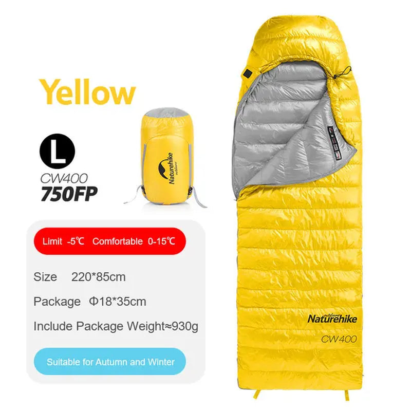 Naturehike Ultralight Outdoor CW400 Envelope Type White Goose down Sleeping Bag Winter Warm Camping Hiking Cycling NH18C400-D