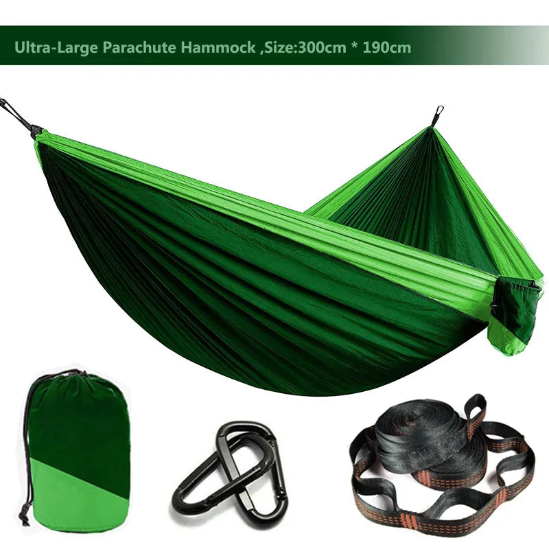 Solid Color Parachute Hammock with Hammock Straps and Black Carabiner Camping Survival Travel Double Person Outdoor Furniture