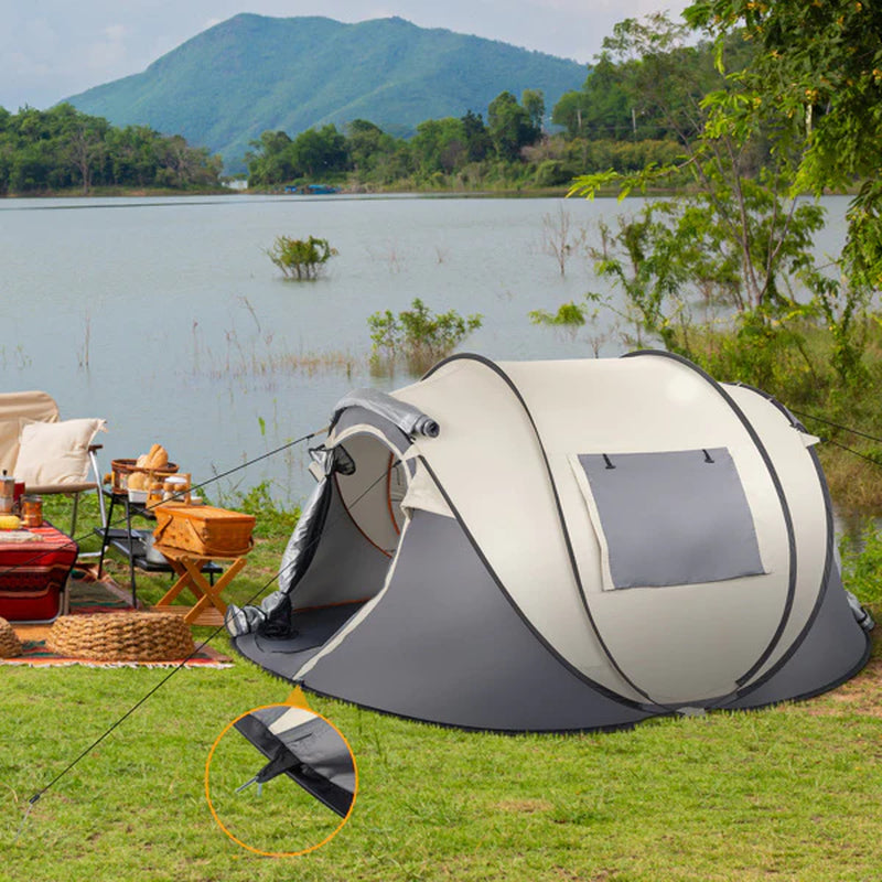 Camping Tent; 4 Person Pop Up; Easy Setup for Camping/Hiking/Fishing/Beach/Outdoor; Etc