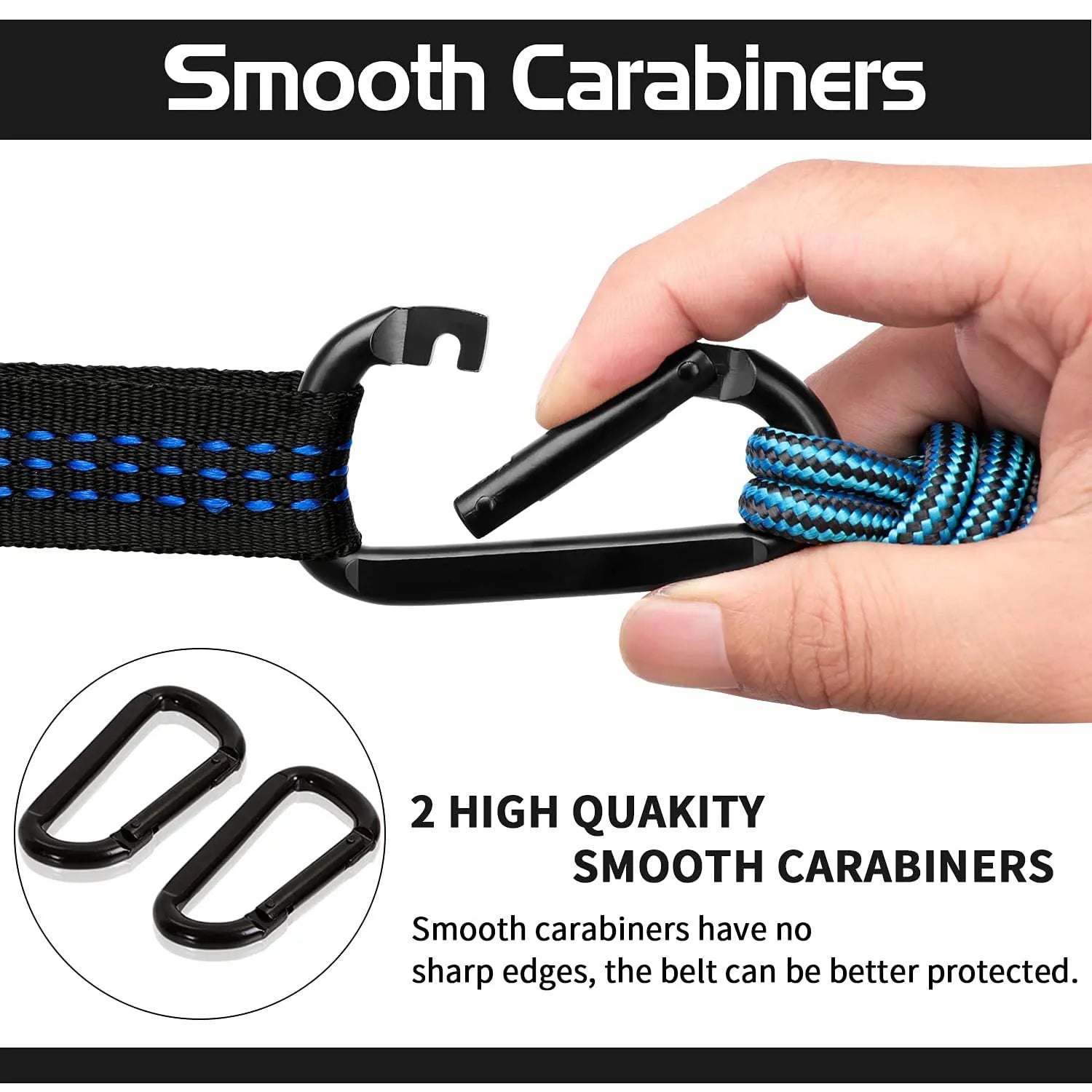 Solid Color Parachute Hammock with Hammock Straps and Black Carabiner Camping Survival Travel Double Person Outdoor Furniture
