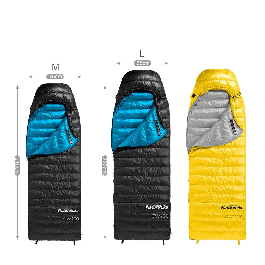 Naturehike Ultralight Outdoor CW400 Envelope Type White Goose down Sleeping Bag Winter Warm Camping Hiking Cycling NH18C400-D