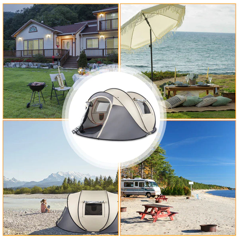 Camping Tent; 4 Person Pop Up; Easy Setup for Camping/Hiking/Fishing/Beach/Outdoor; Etc