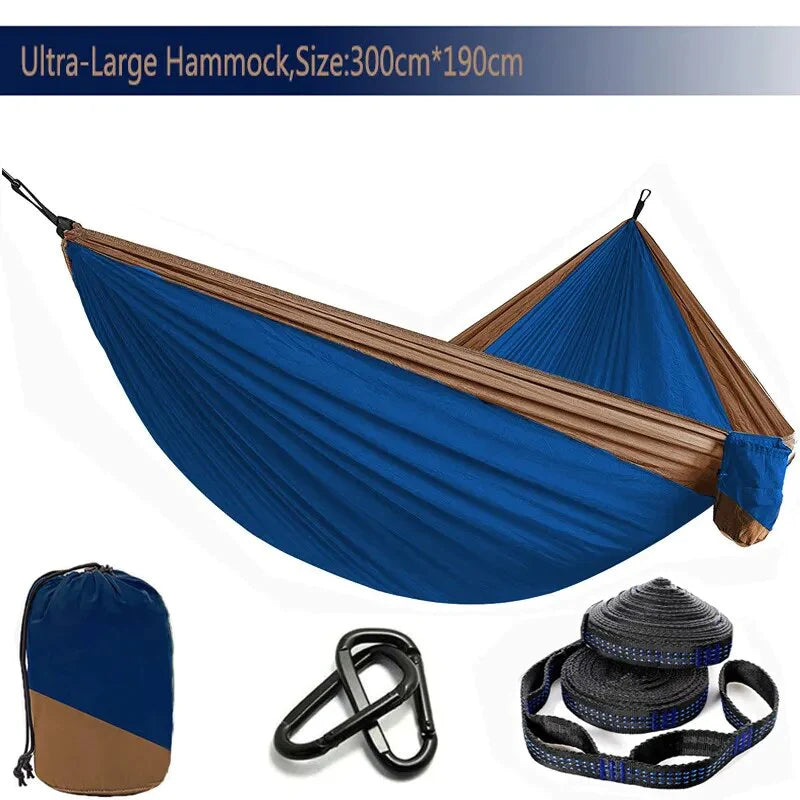 Solid Color Parachute Hammock with Hammock Straps and Black Carabiner Camping Survival Travel Double Person Outdoor Furniture