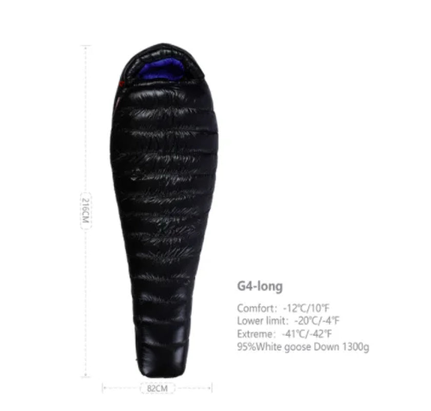 Adult Goose down G Series Outdoor Camping Ultraligh Mummy Thicken Keep Warm Outdoor Sleeping Bag Nylon Lazy Bag 800FP
