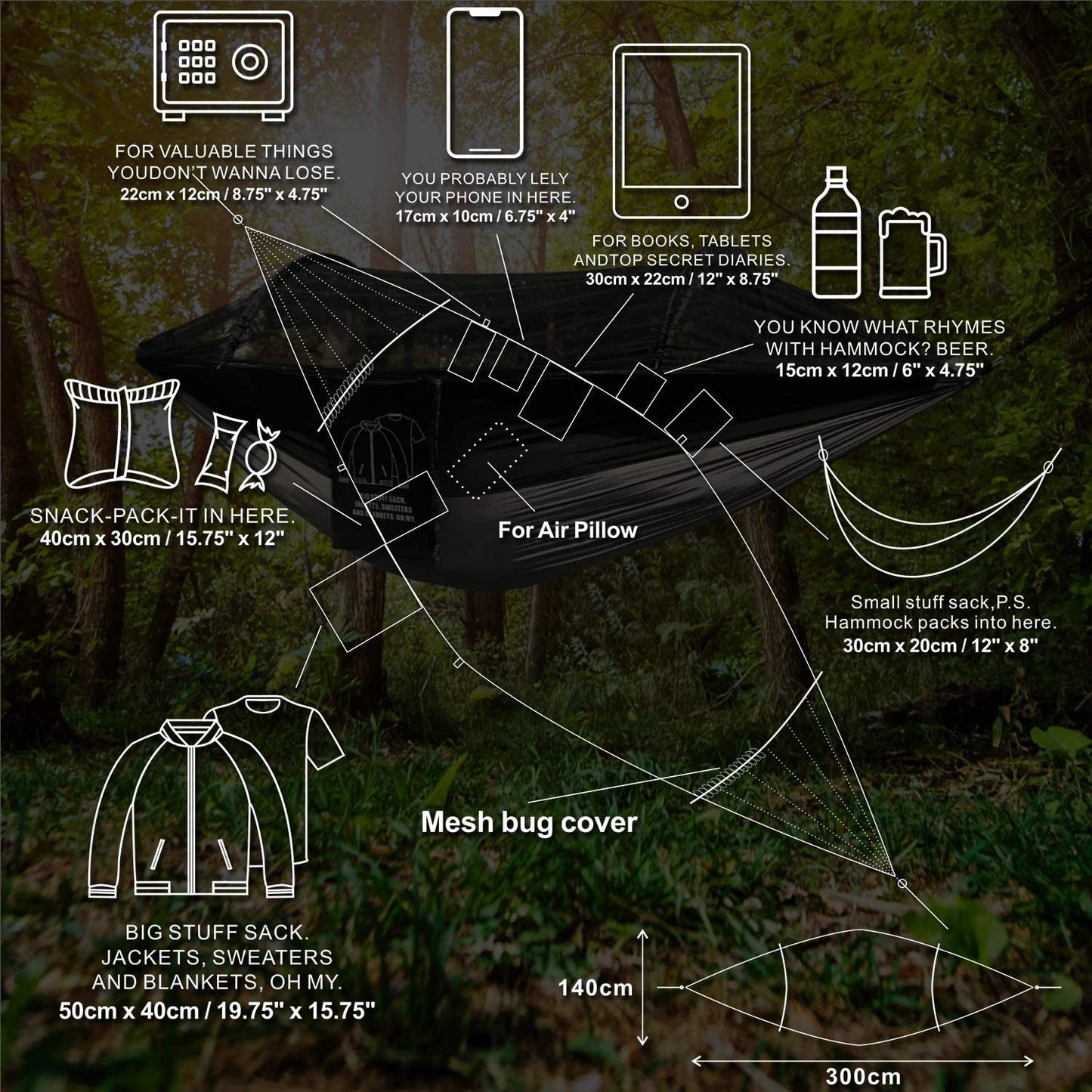 Parachute Hammock with Mosquito Net