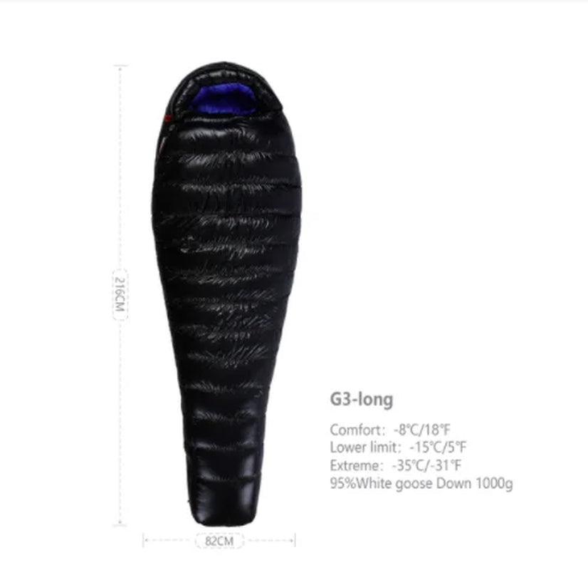 Adult Goose down G Series Outdoor Camping Ultraligh Mummy Thicken Keep Warm Outdoor Sleeping Bag Nylon Lazy Bag 800FP