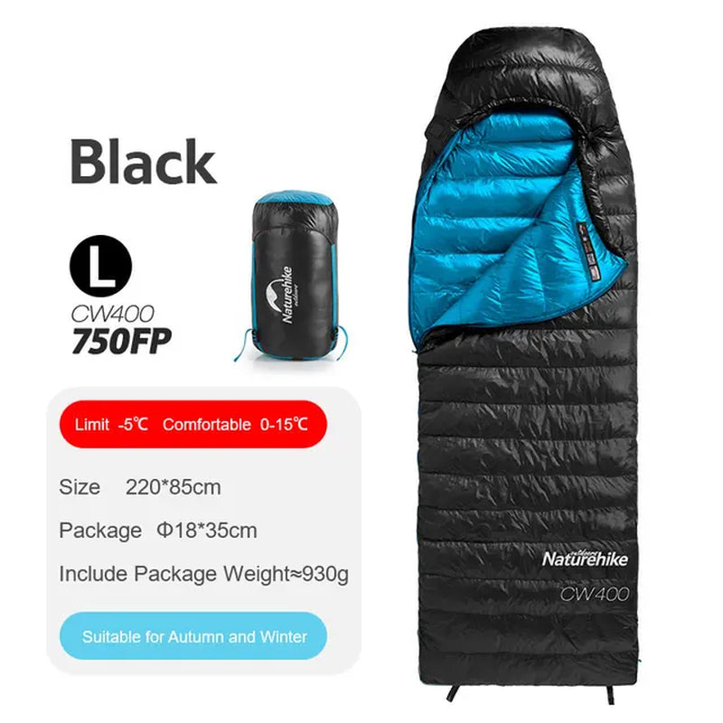 Naturehike Ultralight Outdoor CW400 Envelope Type White Goose down Sleeping Bag Winter Warm Camping Hiking Cycling NH18C400-D