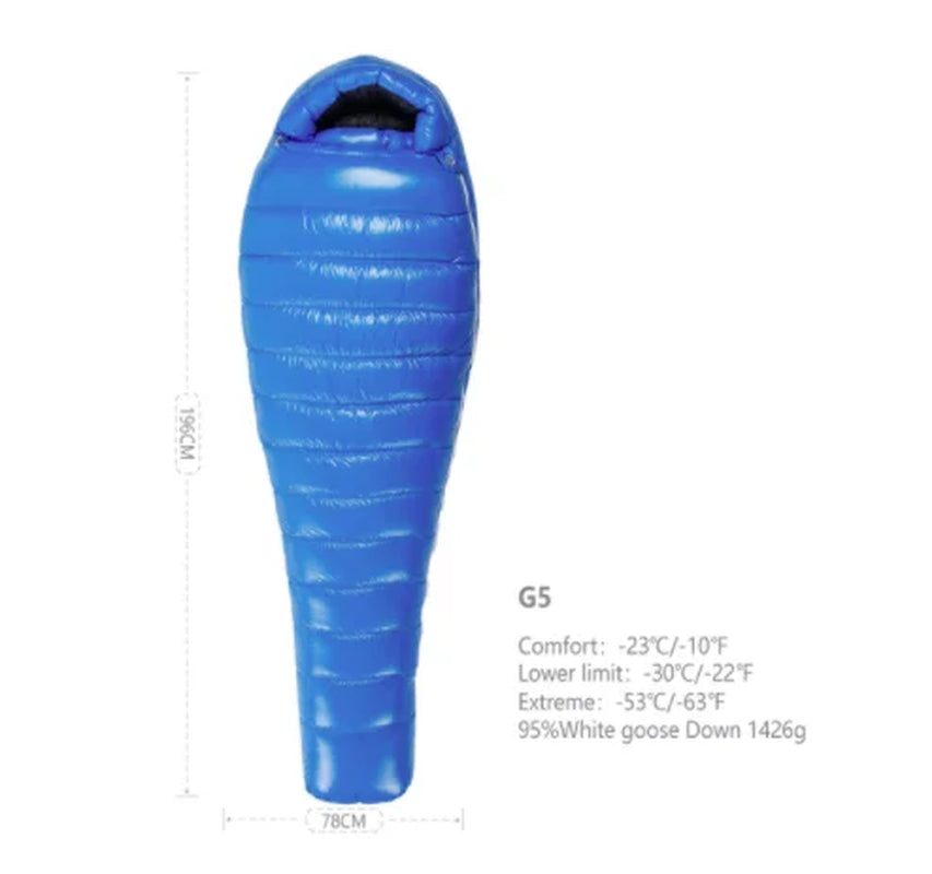 Adult Goose down G Series Outdoor Camping Ultraligh Mummy Thicken Keep Warm Outdoor Sleeping Bag Nylon Lazy Bag 800FP