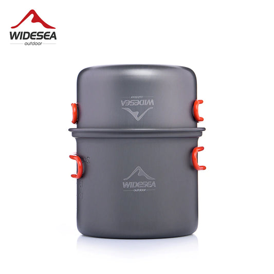 Widesea Camping Cookware Outdoor Cooking Set Tableware Tourist Kitchen Camping Pot Heat Exchange Cooker Travel Utensil Equipment