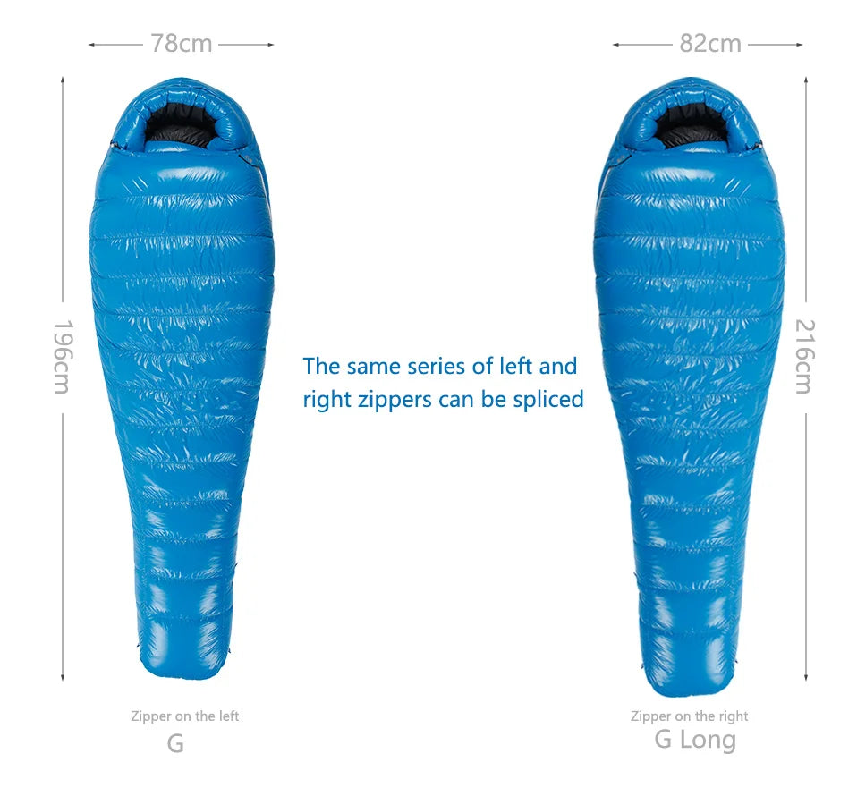 Adult Goose down G Series Outdoor Camping Ultraligh Mummy Thicken Keep Warm Outdoor Sleeping Bag Nylon Lazy Bag 800FP