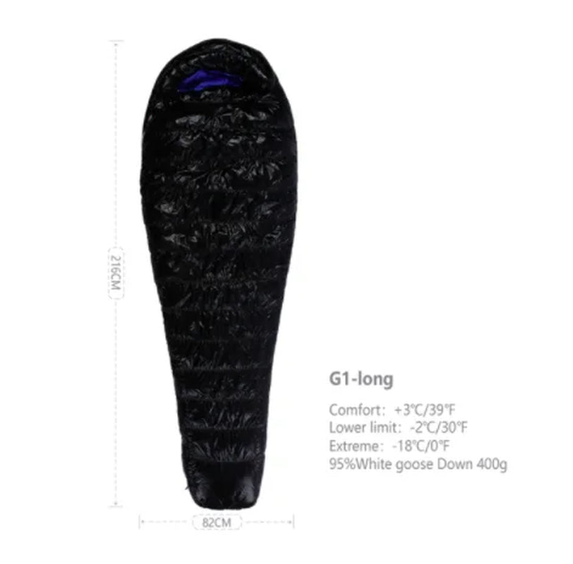 Adult Goose down G Series Outdoor Camping Ultraligh Mummy Thicken Keep Warm Outdoor Sleeping Bag Nylon Lazy Bag 800FP