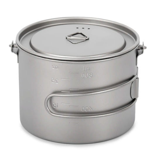 Lixada 900/1600Ml Titanium Pot Ultralight Portable Hanging Pot with Lid and Foldable Handle Outdoor Camping Hiking Backpacking