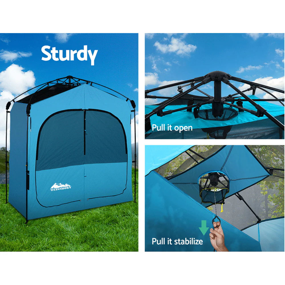 Weisshorn Pop up Camping Shower Tent Portable Toilet Outdoor Change Room Blue