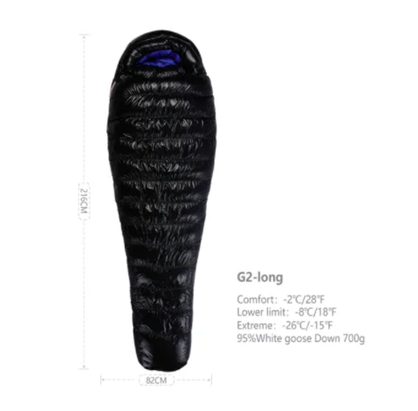 Adult Goose down G Series Outdoor Camping Ultraligh Mummy Thicken Keep Warm Outdoor Sleeping Bag Nylon Lazy Bag 800FP